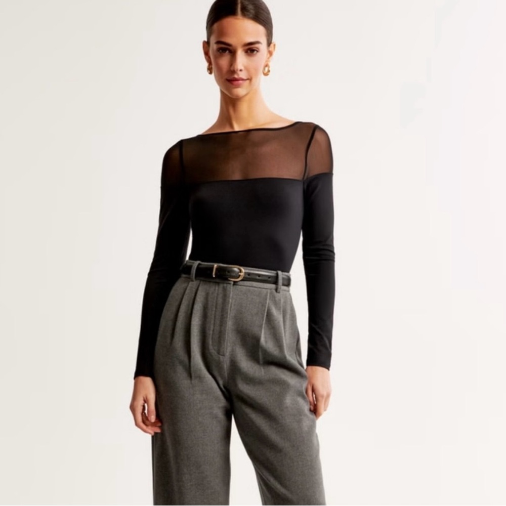 LONG SLEEVE MESH SLASH BODYSUIT / ABERCROMBIE & FITCH